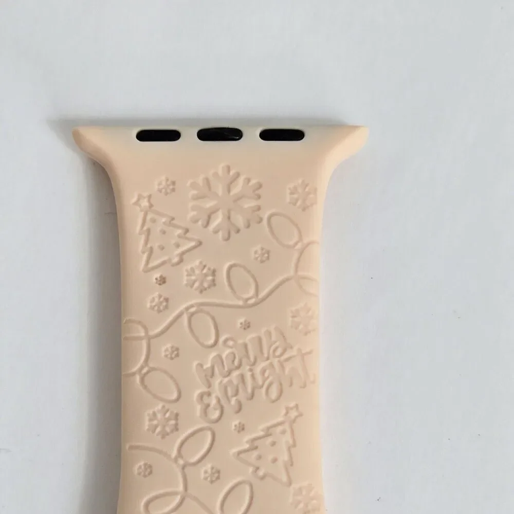 Pink Christmas Silicone Sport Band Wrist Strap For Apple Watch 42/44/45/49mm